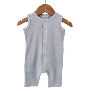 Spearmint Love Waffle Easy Romper in Silver